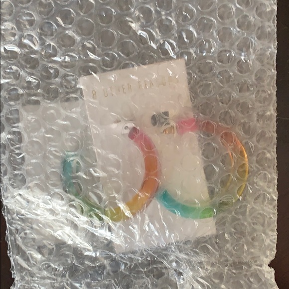 NWT Rainbow Hoop Earrings - Picture 3 of 4